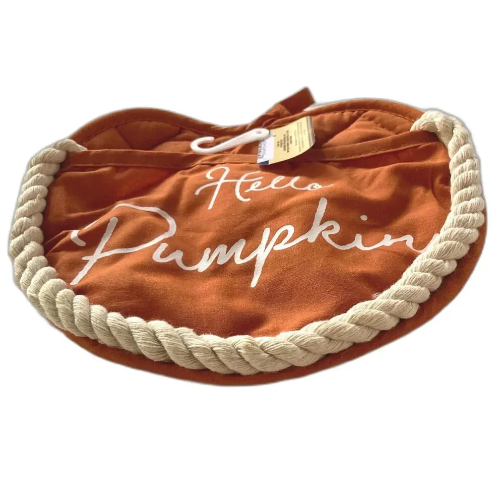 HELLO PUMPKIN Nautical Rope Pot Holder with Pocket 7 x 9 inches